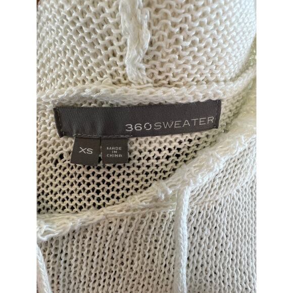 360 Sweater Linen Loose Knit White and Black Stripe Pullover Hooded Sweater XS - Picture 6 of 8